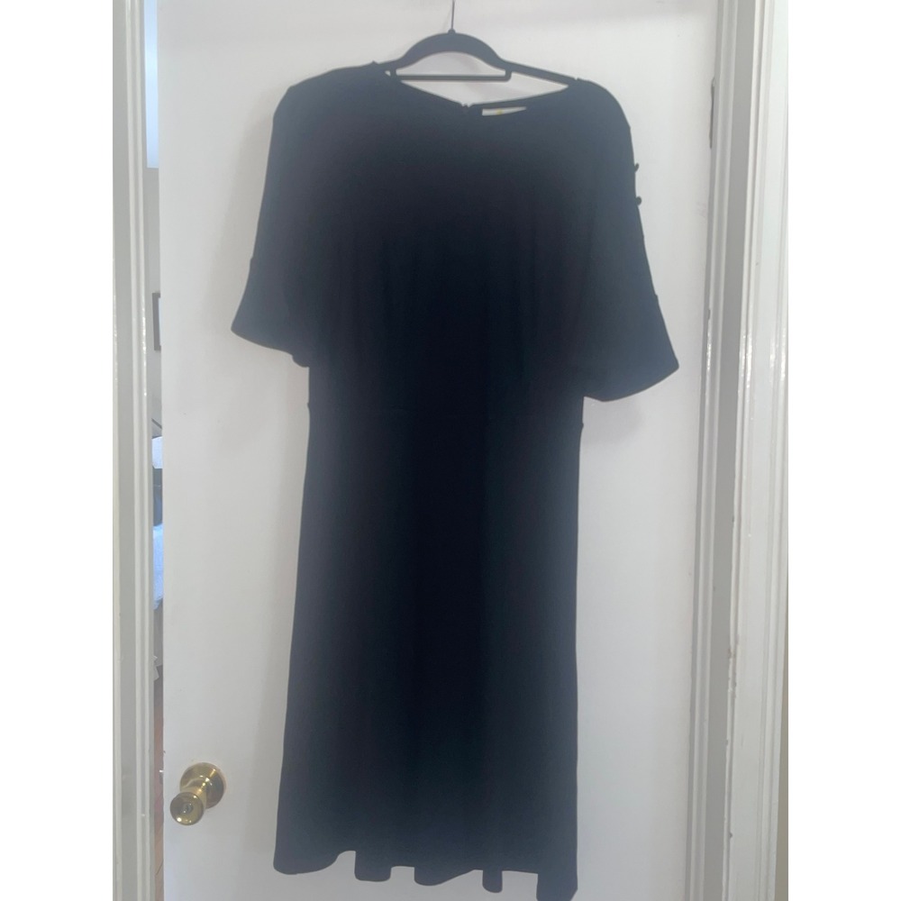 Boden Alexis Black Bell Sleeve Midi Dress J0267 US 12R UK 16R‎ Navy Lining